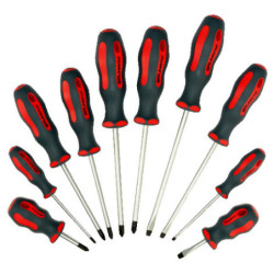 Jeu de 10 tournevis Plat-Phillips-Pozidriv - BRUMATH 16163000305 BR-3041