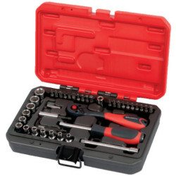 Composition de douilles et accessoires en 1-4" - 43 pièces - BRUMATH 16161530046 BR-0200