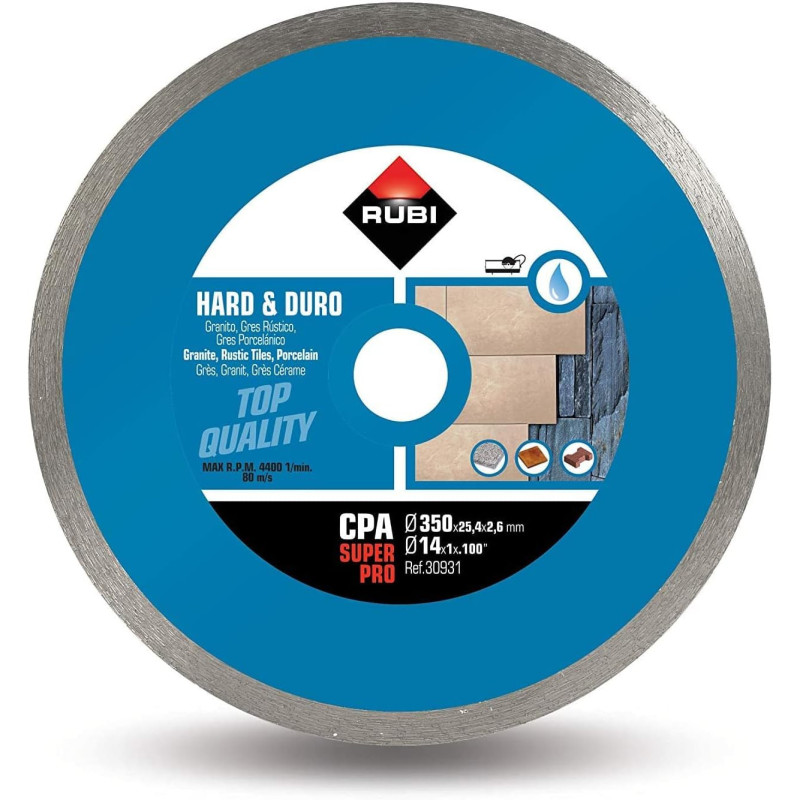 Disque diamant matériaux durs jante continue CPA 350 SUPERPRO  - RUBI 30931