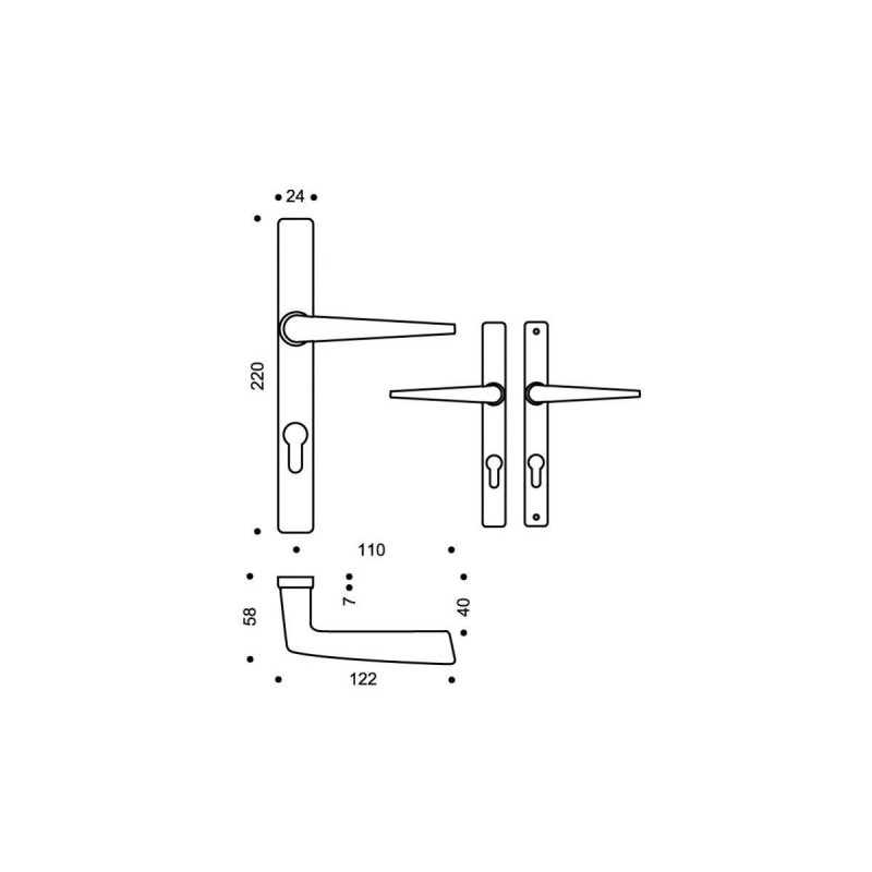 Plaque PE24 entraxe 70 Clé I - Argent - ASSA ABLOY VACHETTE 15188
