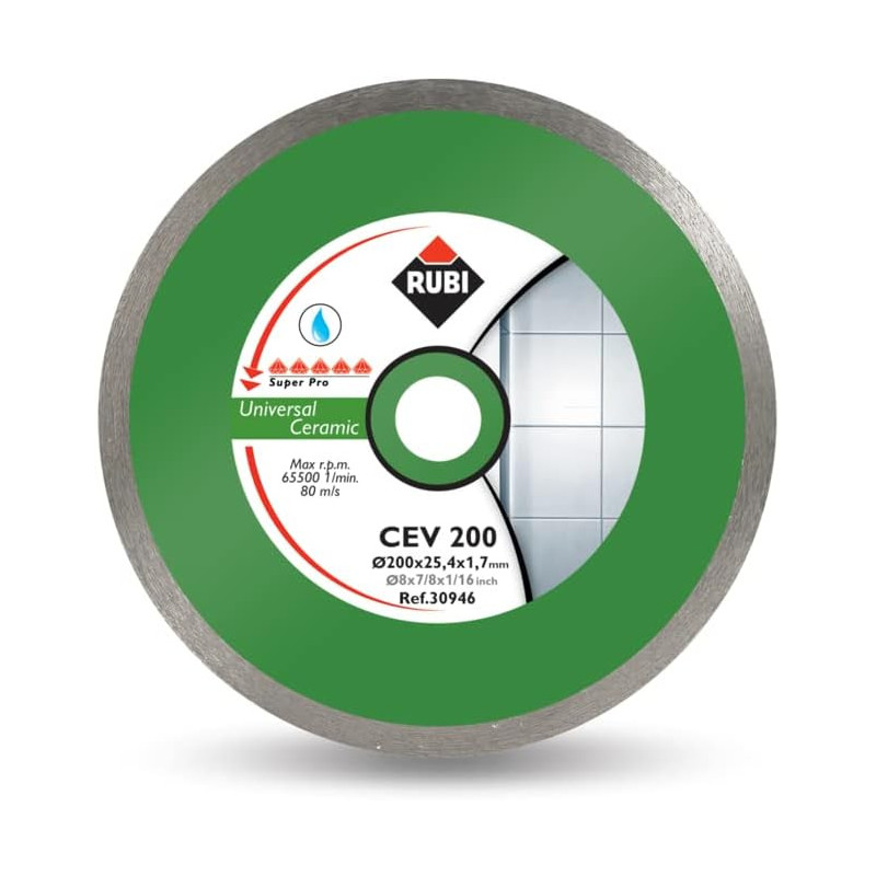 Disque coupe à eau pour céramique CEV 200 - 200 mm x 25.4 mm - RUBI 30946
