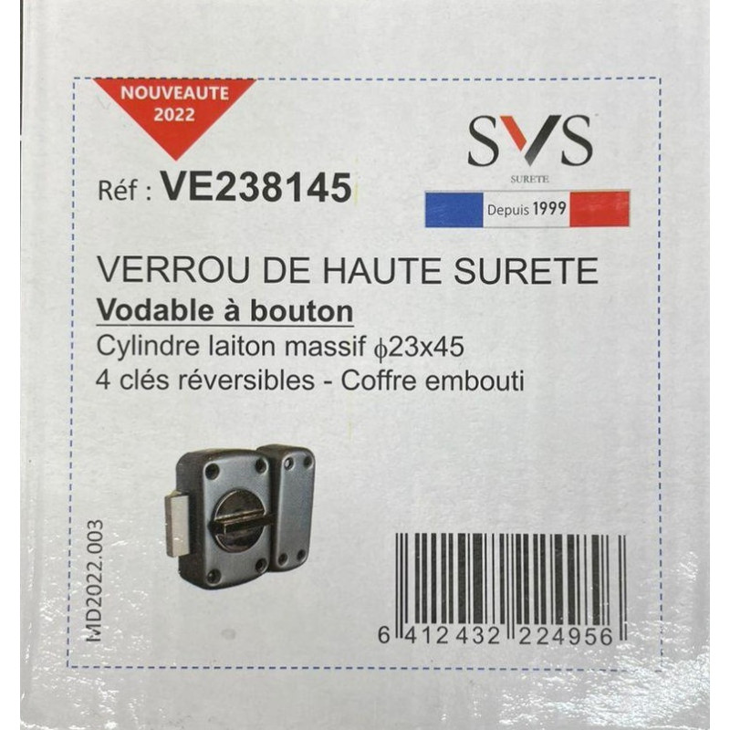 VERROU A BOUTON 45 4 CLES REVERSIBLE VODA SVS