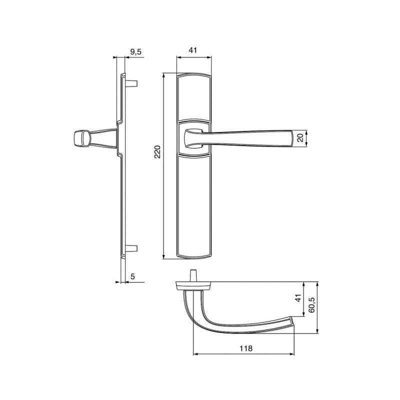 Poignée de porte MUZE diamant noir - voyant plaque - ASSA ABLOY VACHETTE 086437