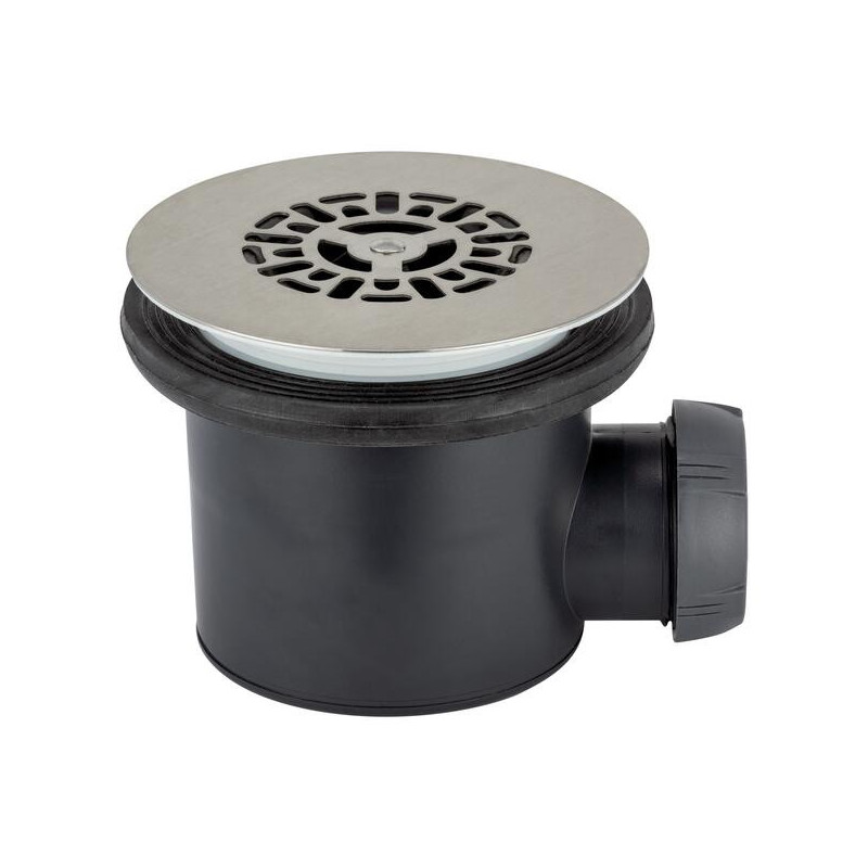 BONDE DE DOUCHE D90 GRILLE PLATE INOX HORIZONTALE TOURBILLON