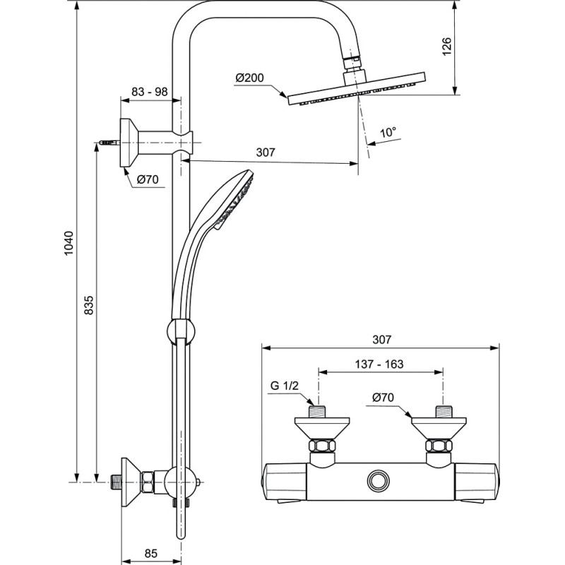 Colonne de douche thermostatique OLYOS