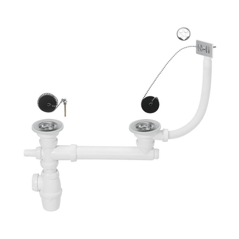 VIDAGE AVEC TROP-PLEIN ROND POUR EVIER 2 CUVES D60 - SP3233