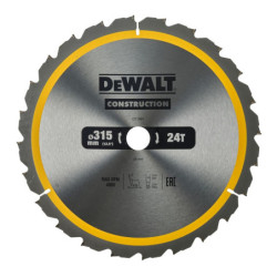 Lame de scie circulaire Construction - 315 x 30 mm - 24 dents - DEWALT DT1961
