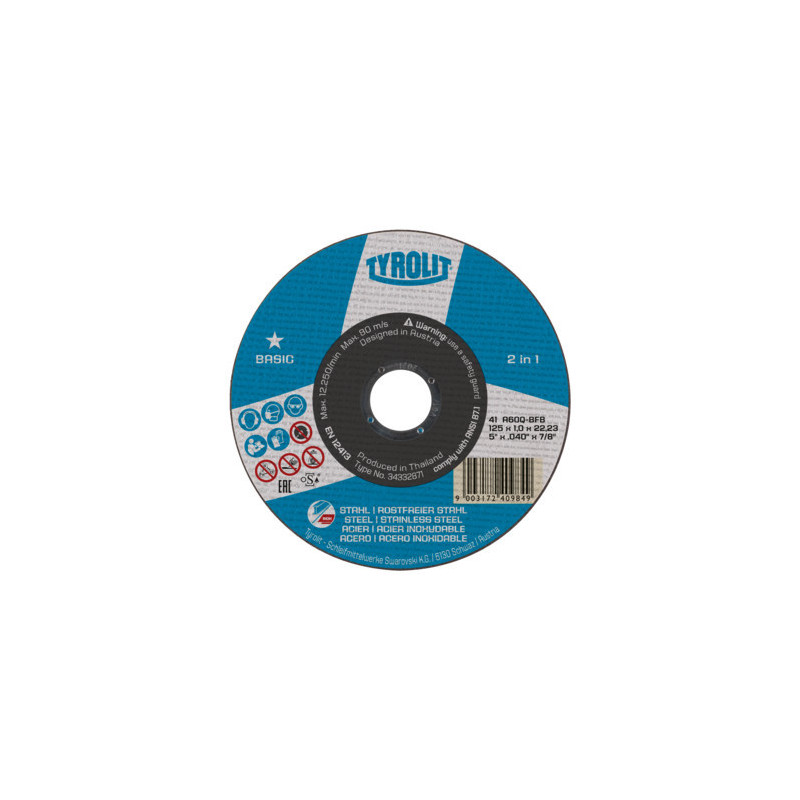 Disque à tronçonner 41C 115x1.6x22.23 A46Q-BFB