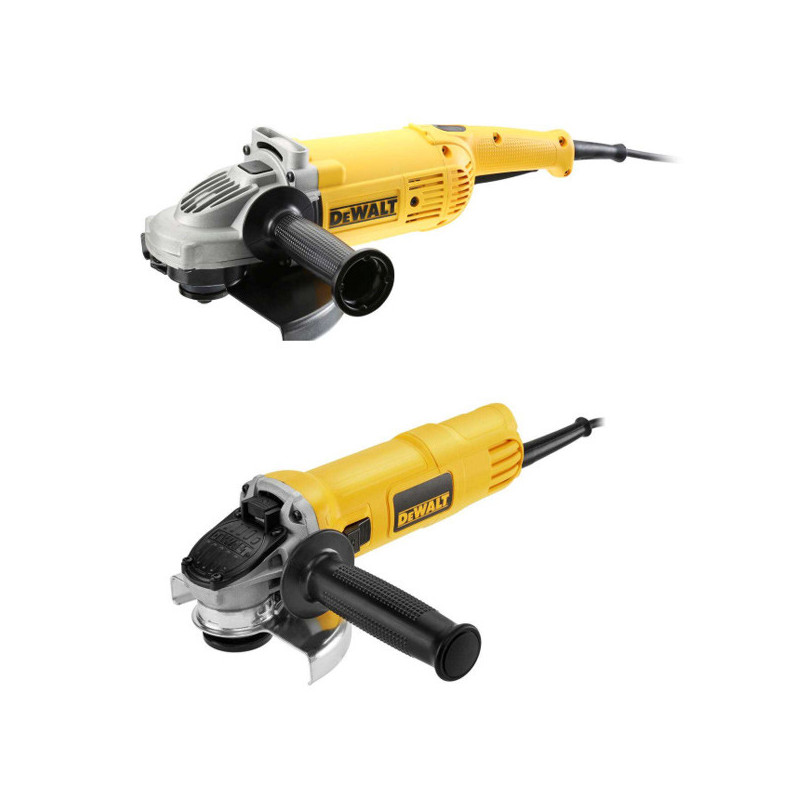 Lot de 2 meuleuses d'angle filaires - 230 mm 2200W et 125 mm 900W - DEWALT DWE492DUO2