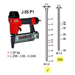 CLOUEUR J-55 P1 Pointes GA de 14 à 40 mmMinibrads J de 15 à 50 mm