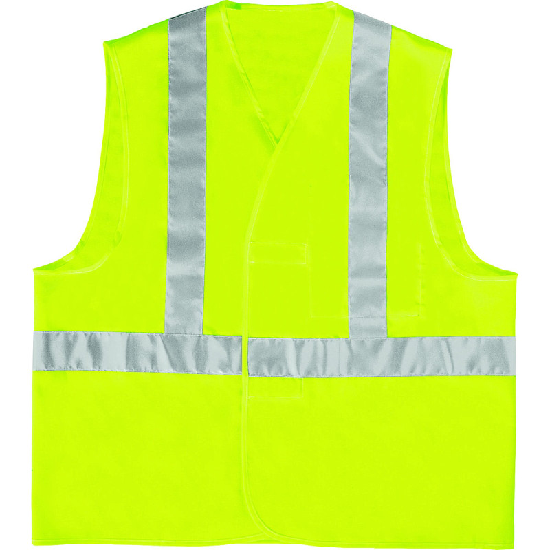 GILET FLUO JAUNE BANDES BAUDRIERS CLASSE 2