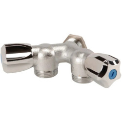 Robinet double machine à laver lave vaisselle - 15x21 - chromé avec écrou - 1334004