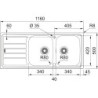 Evier à encastrer inox lisse 2 bacs 1 égouttoir - FRANKE 393422