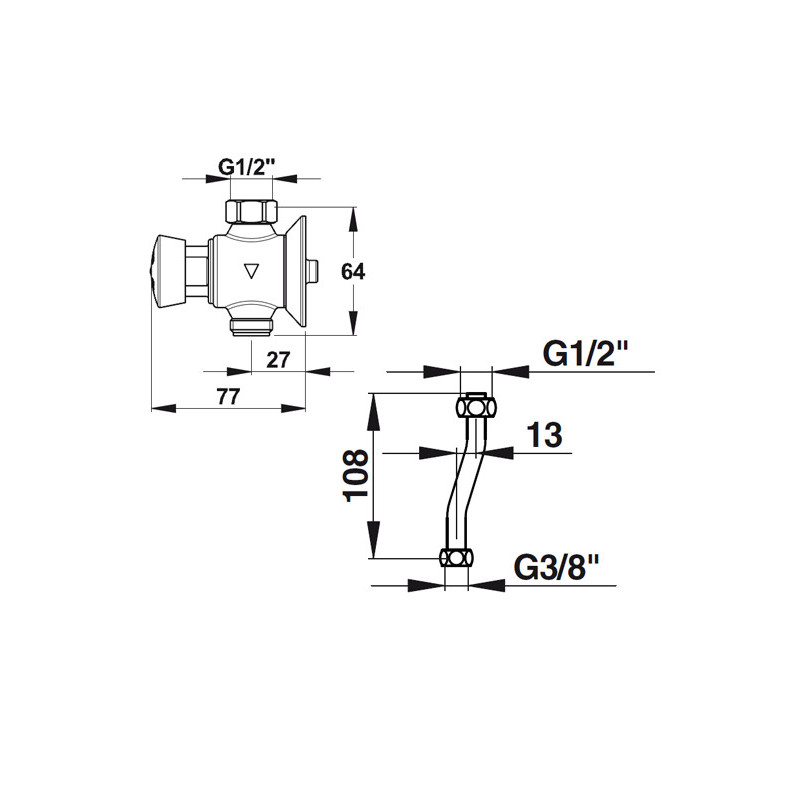 Kit robinet temporisé mécanique pour urinoir en applique - P12 NEO 2641 pour Porcher - 31933