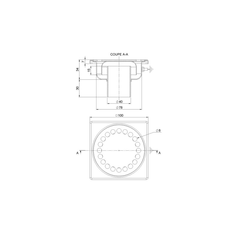 SIPHON MIXTE 10X10 SORTIE VERTICALE 40 MM - 1040M