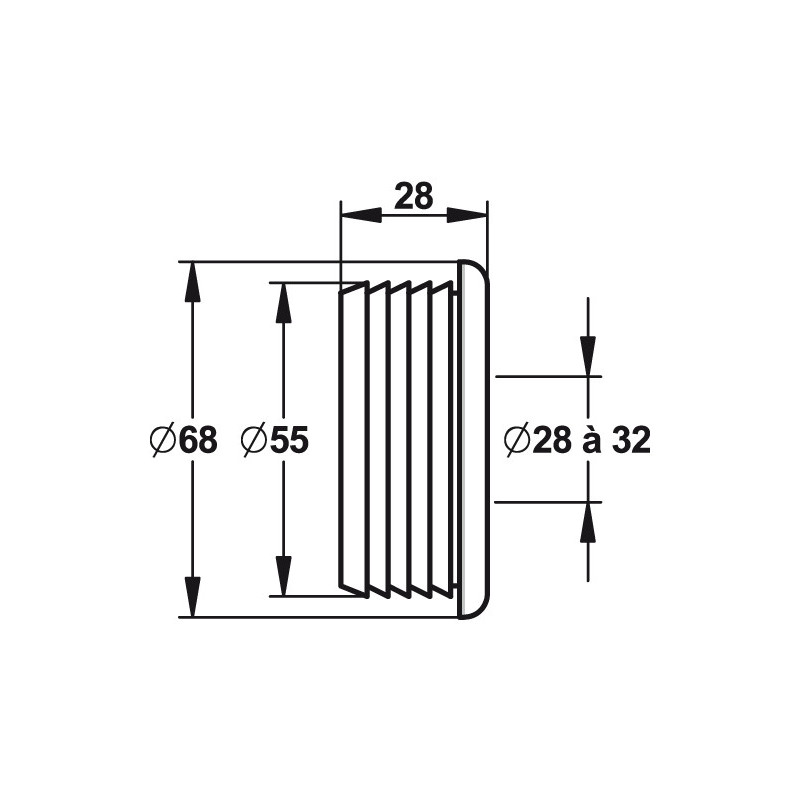 Nez de jonction Ø 55mm pour tube de Ø 28 à 32mm - 44903
