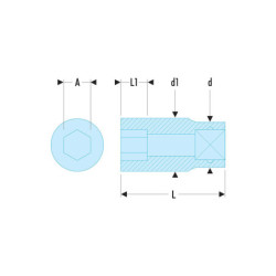 Douille 1-2" 6 pans métrique