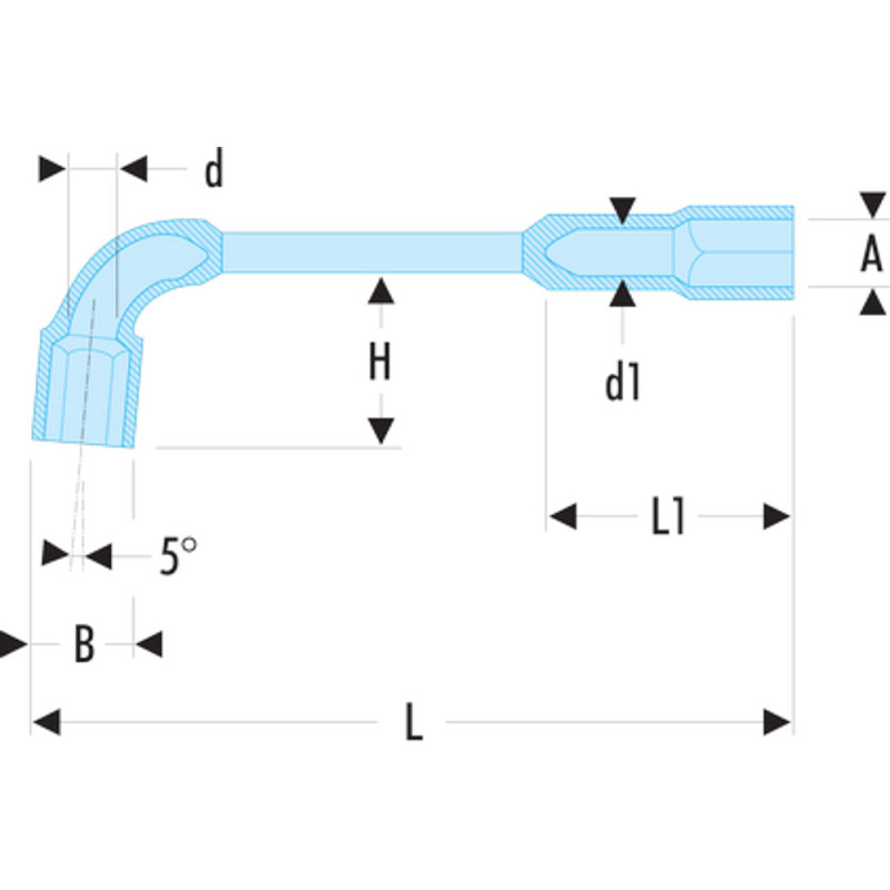 Clé à pipe 6x6 pans série 75 débouchée forgée 36 mm - profil OGV® - FACOM 75.36