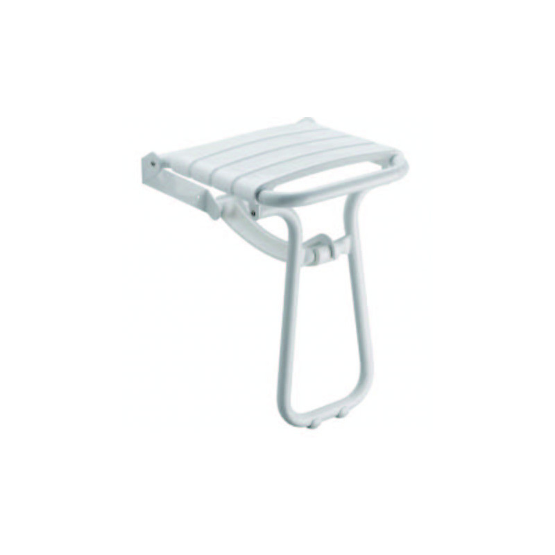 Siège de douche assise monobloc. avec béquille. blanc. H500 mm. tube alu. Ø 25 mm