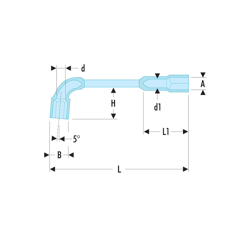 Clé à pipe 6x6 pans série 75 débouchée forgée 26 mm - profil OGV® - FACOM 75.26