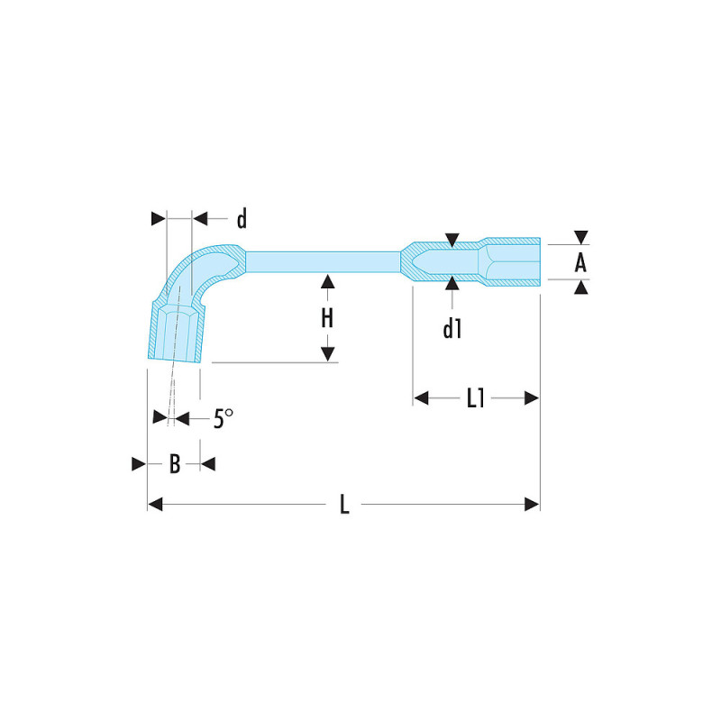 Clé à pipe 6x6 pans série 75 débouchée forgée 16 mm - profil OGV® - FACOM 75.16