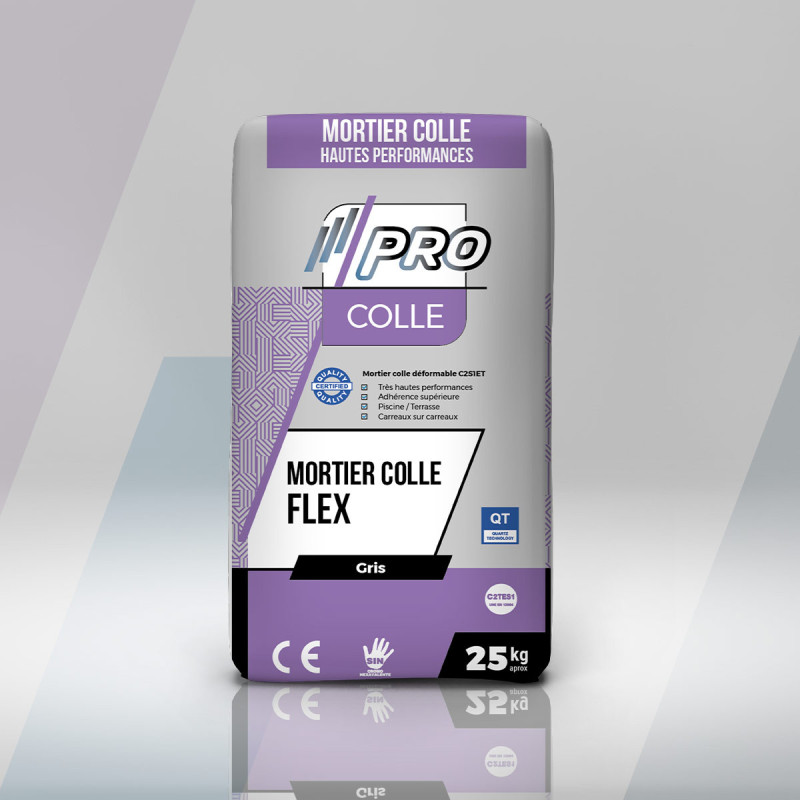 GAMME PRO - COLLE CARRELAGE FLEX C2ET GRIS - sac de 25 KG